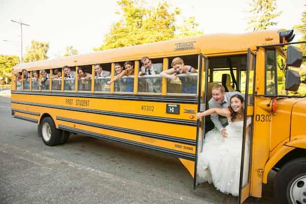 Rent school bus wedding and get happy