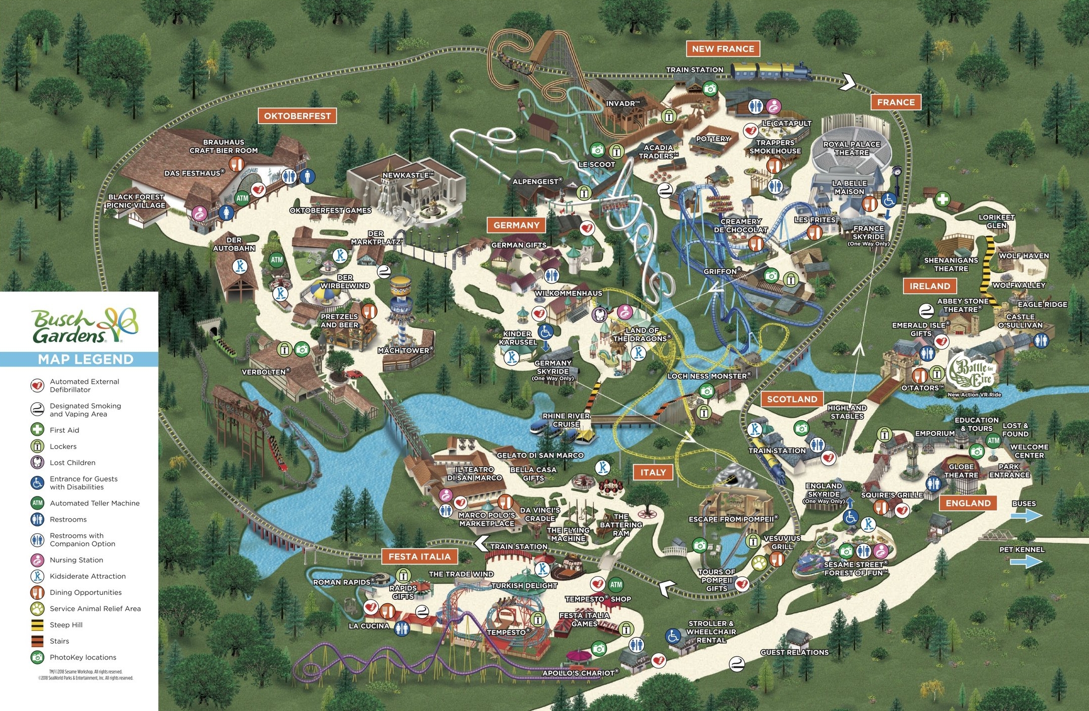 BUSCH GARDENS PARK MAP, ALL CREDITS TO BUSCH GARDENS
